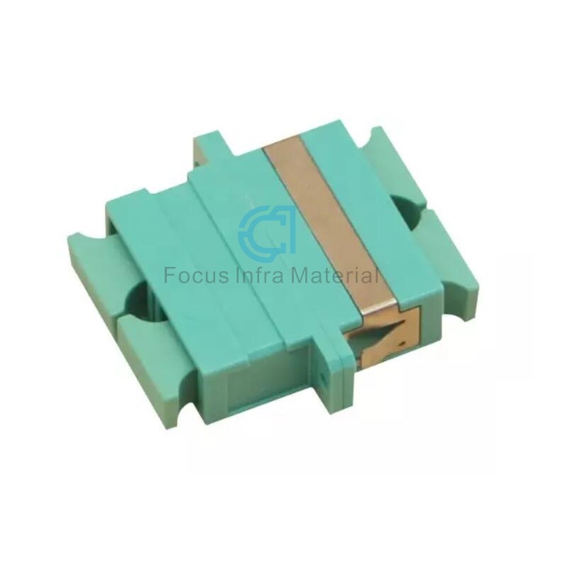 Duplex Sc to Sc Om3 or Om4 Aqua or Violet Plastic Fiber Optic Adapter