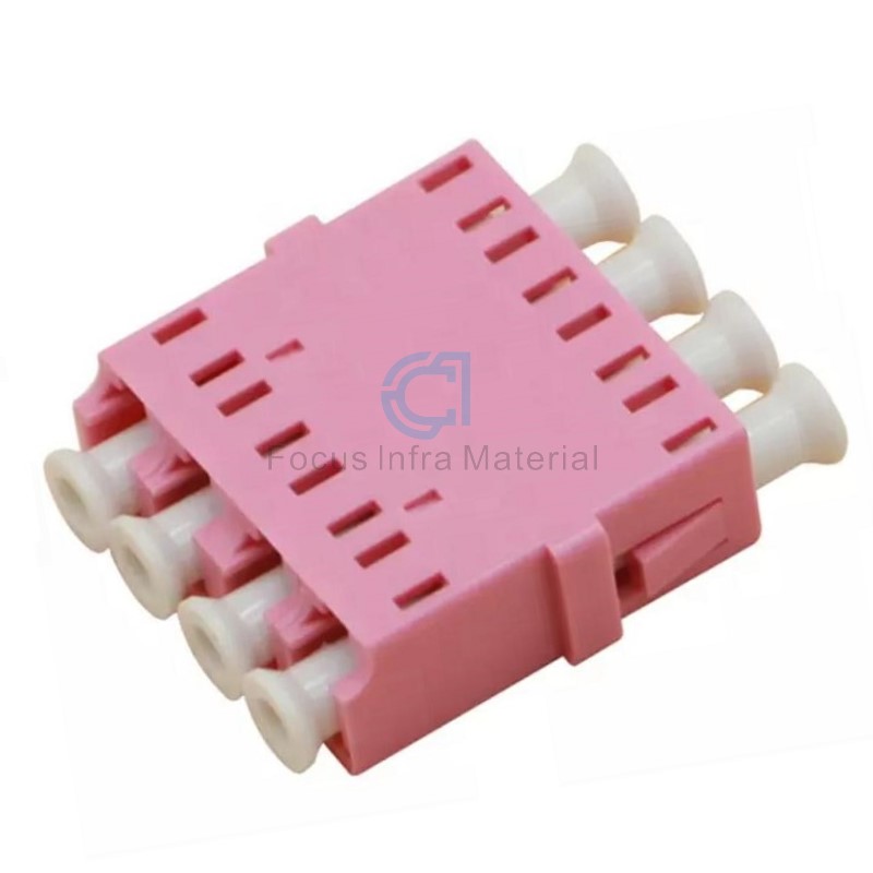 Fiber Optical Adapter 4 Ports LC Optic Earless Adaptors LC/PC Multimode Duplex 4 Core Adapter Quad Om3 Om4 Adapter